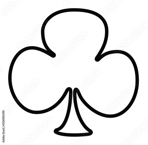 Cute cartoon hand drawn vector club poker suit symbol outline.