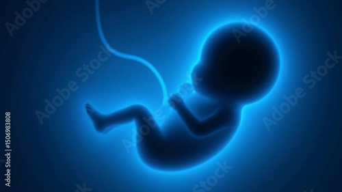 Exploring early human development through a glowing representation of a fetus in the womb