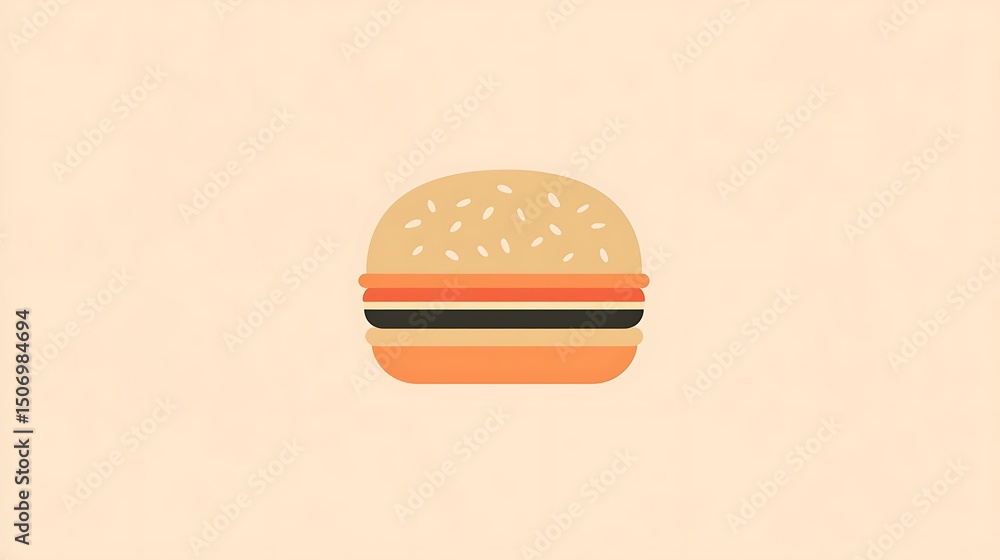 Linear chicken burger icon in soft beige and coral hues, clean and modern isolated background Linear chicken burger icon in soft beige and coral hues, clean and modern isolated background