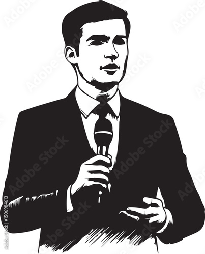 news anchor with microphone