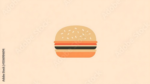 Linear chicken burger icon in soft beige and coral hues, clean and modern isolated background