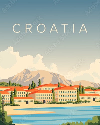 Croatia travel poster, postcard