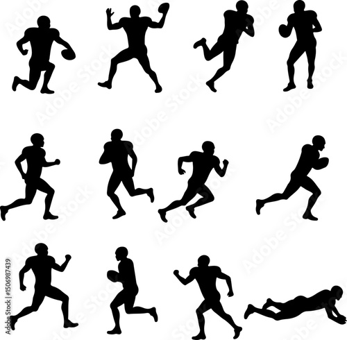 Wallpaper Mural  American Football Player Silhouettes vector bundle Torontodigital.ca
