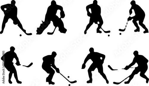 ockey Player Silhouette bundle vector
