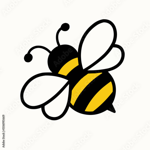 Lovely simple design of a yellow and black bee vector illustration on a white background