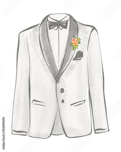 Photography Hand-drawn sketch of a men's jacket, blazer for formal occasions