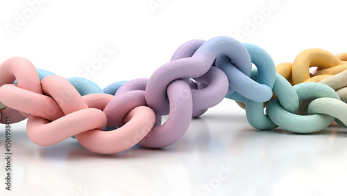 Highly Detailed 3D Abstract Organic Structure Intertwined Pastel Chains