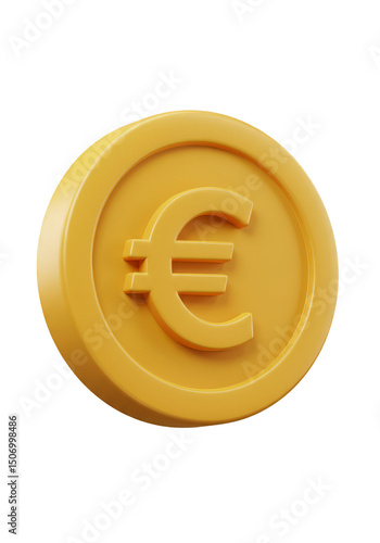 3d Illustration of Golden Euro Currency Coin for Finance Investment