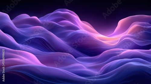 Abstract Waves of Light with Purple and Blue Tones in Motion