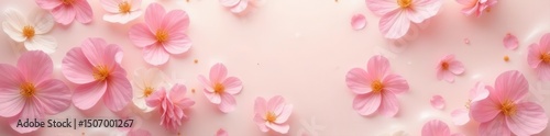 Floating pastel blossoms in a creamy milk bath, abstract floral backdrop, blossom, texture