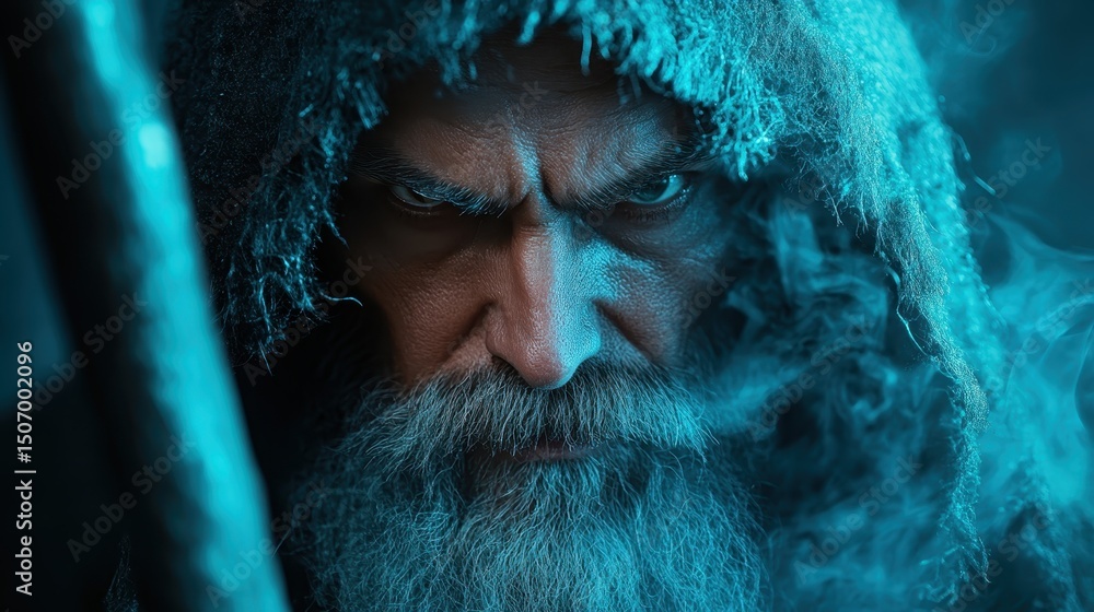 A powerful image of an elderly man with an intense stare, surrounded by a mystical fog, showcasing his wisdom and strength in a captivating, atmospheric setting. A powerful image of an elderly man with an intense stare, surrounded by a mystical fog, showcasing his wisdom and strength in a captivating, atmospheric setting.