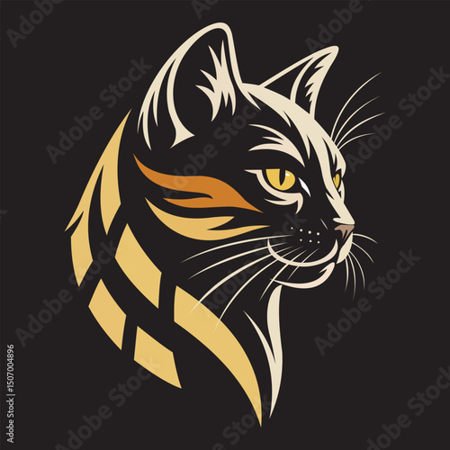 "Elegant Cat Profile Illustration"