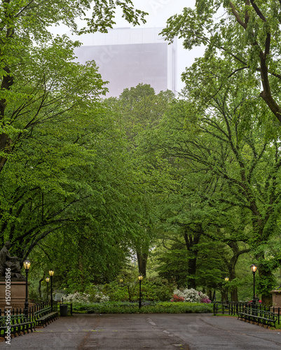 Sticker Central Park the Mall in late spring
