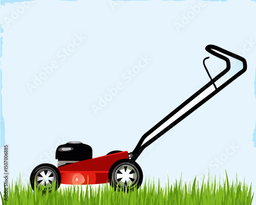 lawn mower on the grass vector