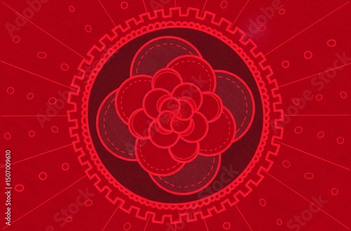 Blooming Flower in Red Background