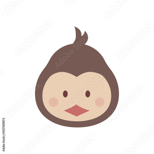 Funny muzzle of penguin kid. A head of cute cartoon animal isolated on white. Vector illustration for children in a flat style.
