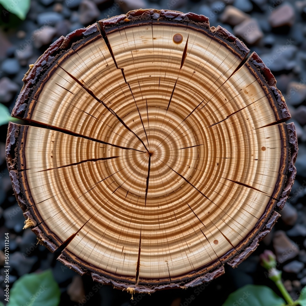 Naklejka premium a tree stump with a unique wood grain pattern