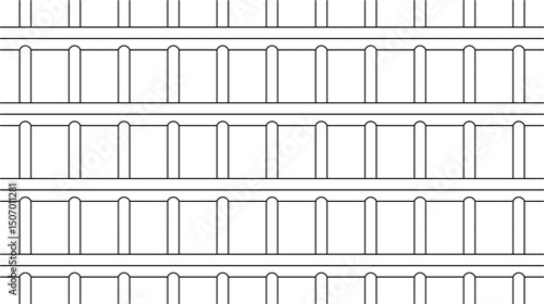Outline 3d  sketch of metal prison bars with horizontal and vertical supports. Ideal for crime, seamless,background,wallpaper,security, or barrier concepts in vector illustration. 