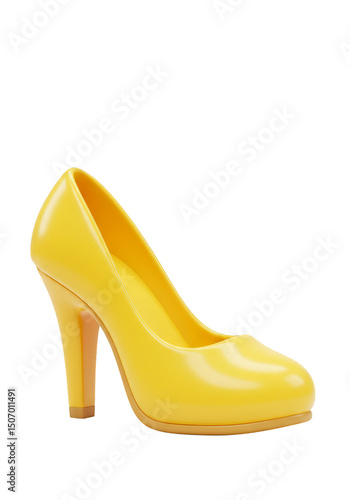 3D Render of Isolated Yellow High Heel Shoe Fashion Footwear