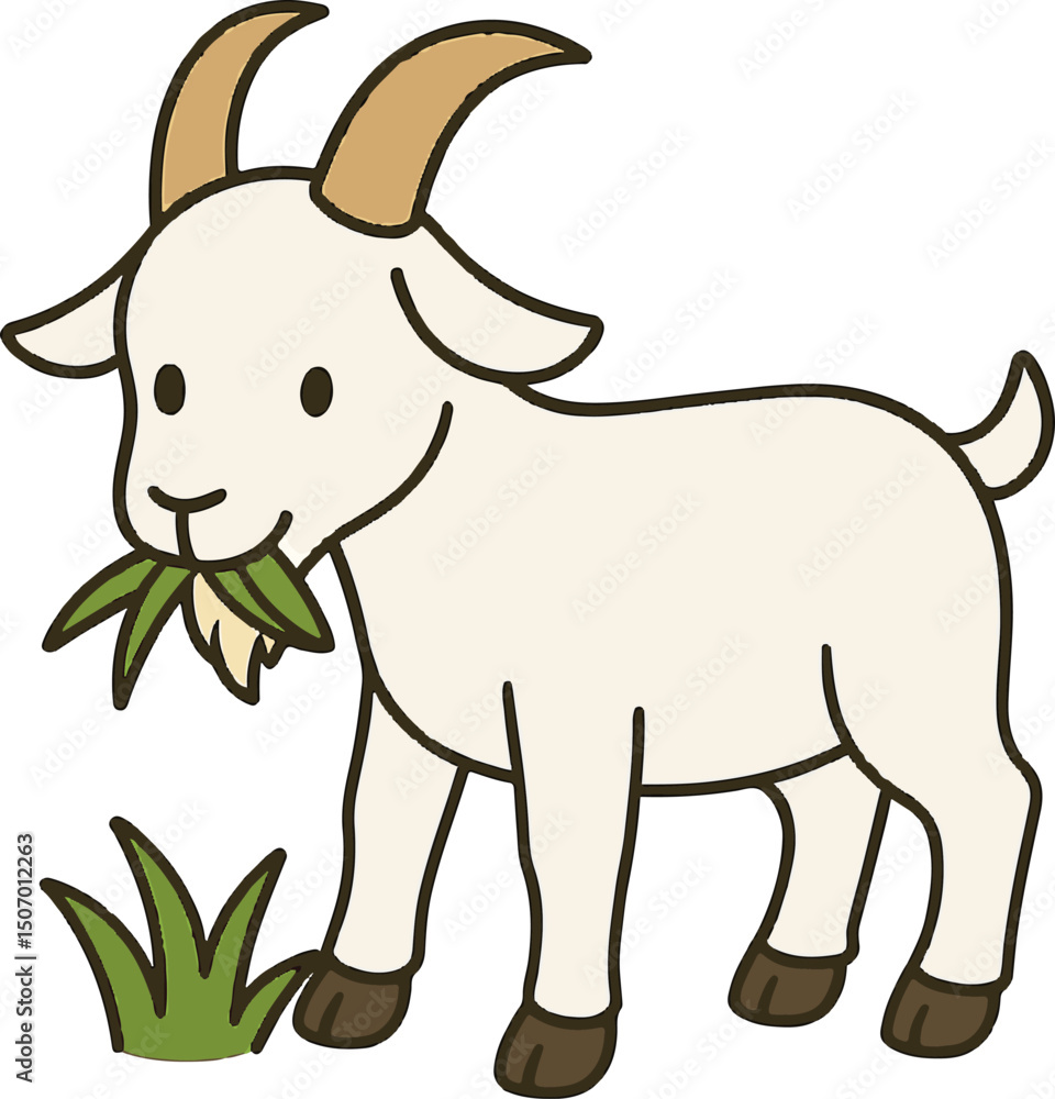 Naklejka premium Goat eat the grass ilustration