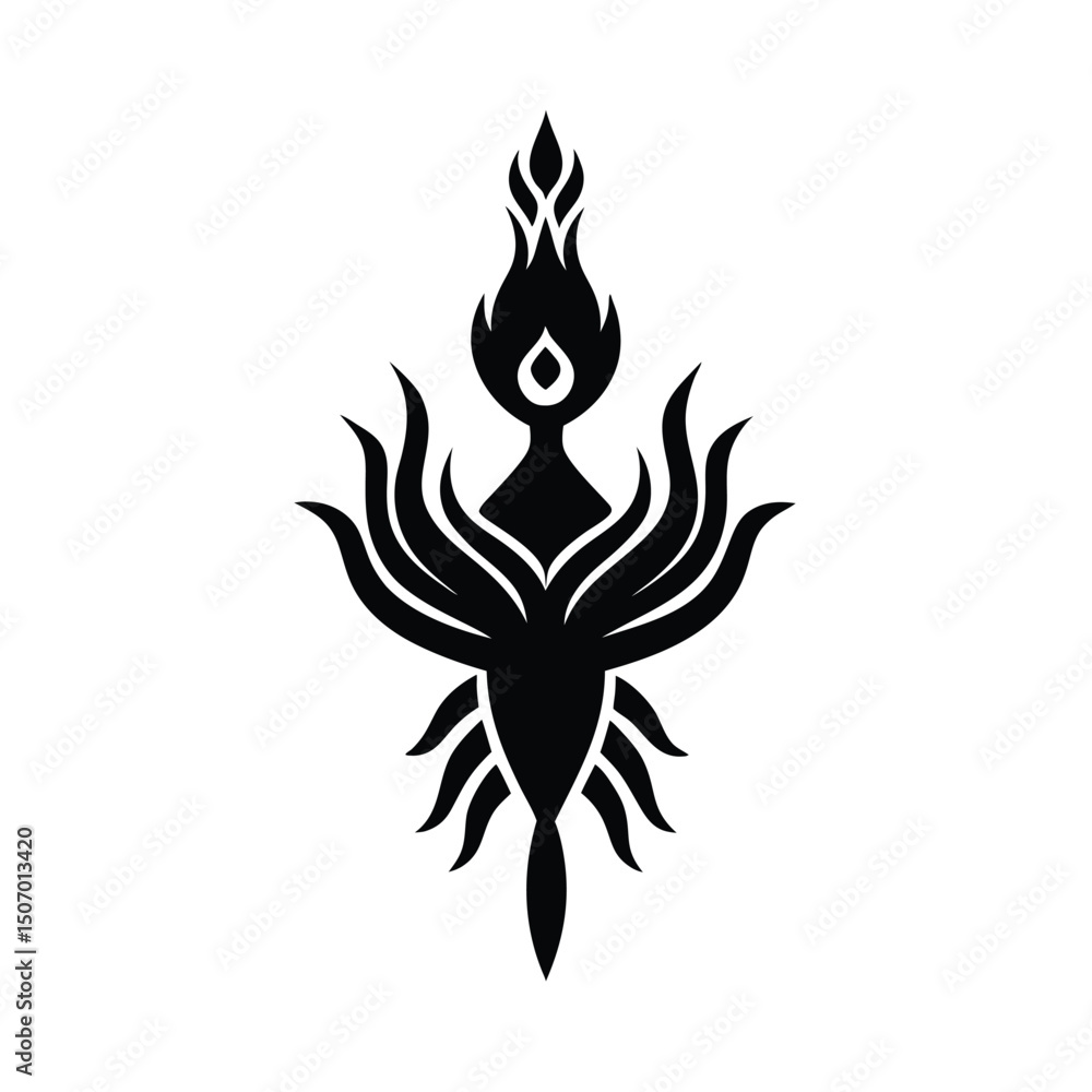 Naklejka premium Bold Tribal Tattoo Vector Silhouette.