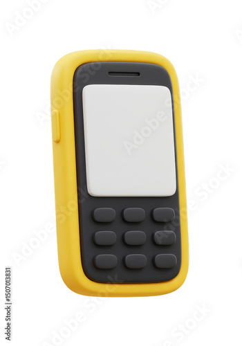 Wallpaper Mural 3d Render Telephone Mobile Phone Yellow Device With Transparent BG Torontodigital.ca