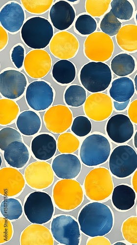 Graphic design with blue and yellow contrast on soft grey, great for pattern design, branding visuals, and editorial layout.