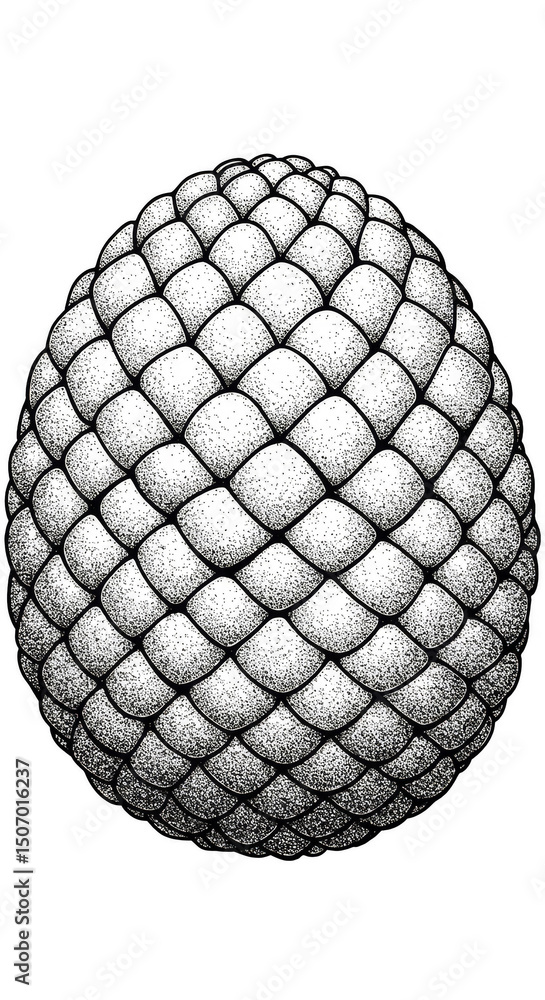 Fototapeta premium Isolated Illustration of a Detailed Pinecone in Black and White on Transparent