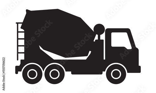 cement mixer truck line art silhouette vector illustration