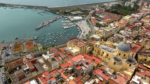 Aerial view of the port of Torre Annunziata. This city is located in the province of Naples, Campania, Italy.