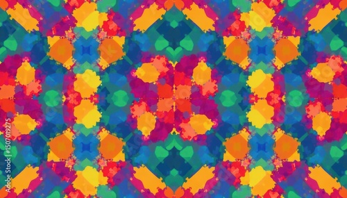Abstract geometric shapes repeat endlessly forming a vibrant seamless pattern , minimal, surface, colorful