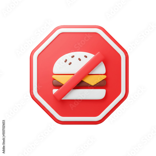 Burger icon with cancel mark, symbolizing avoiding unhealthy food.