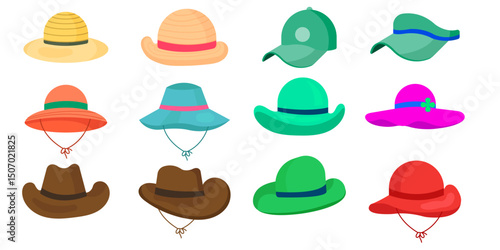 Colorful Summer Hats Collection Straw Hats, Sun Hats, Cowboy Hats, Caps