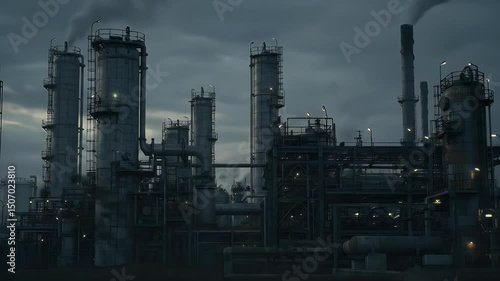 Wallpaper Mural Industrial Complex: Steel Structures, Vapor Trails, and Ominous Sky. Torontodigital.ca