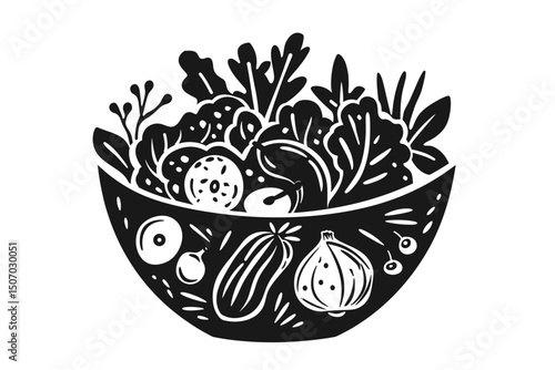 Garden salad with lettuce, tomatoes & bread crumbs flat vector icon for apps and websites.