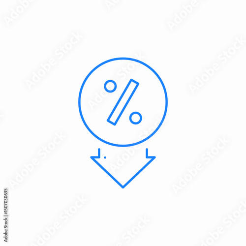 percentage decrease down icon sign vector