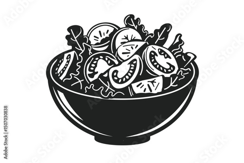 Garden salad with lettuce, tomatoes & bread crumbs flat vector icon for apps and websites.