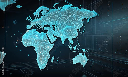 world map with binary code