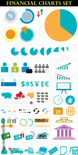 Set of Financial Institutions or Varied Business Infographics  Elements. Editable Cli