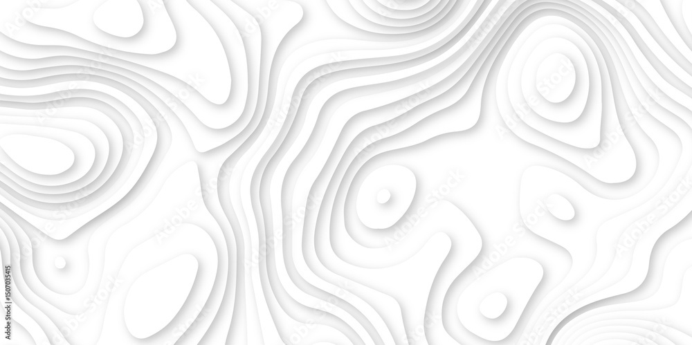 Abstract wavy line 3d paper cut white background. white and gray luxury grid topography map and satin smooth wallpaper matt paper light texture. White waves decorative papercut design. Abstract wavy line 3d paper cut white background. white and gray luxury grid topography map and satin smooth wallpaper matt paper light texture. White waves decorative papercut design.