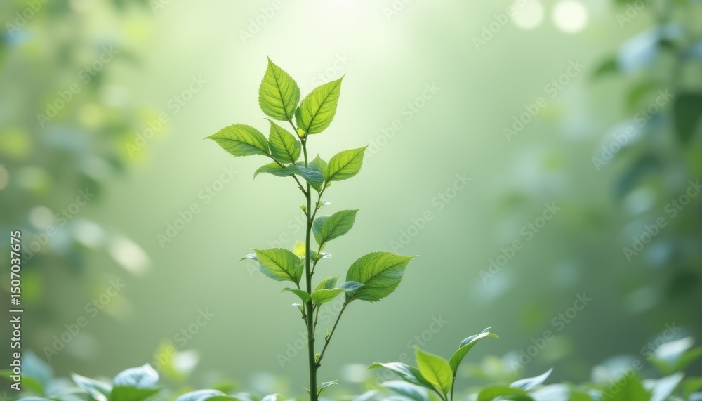 A small green plant is growing in a forest A small green plant is growing in a forest