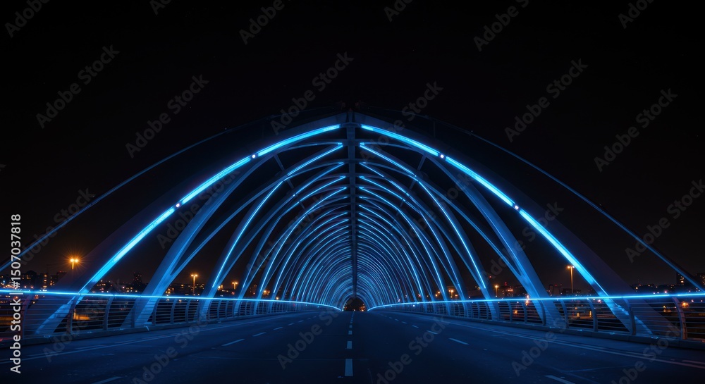 Obraz premium Blue Bridge Architecture at Night