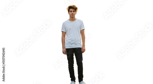 Full Body Portrait Man in White Shirt with Transparent Background