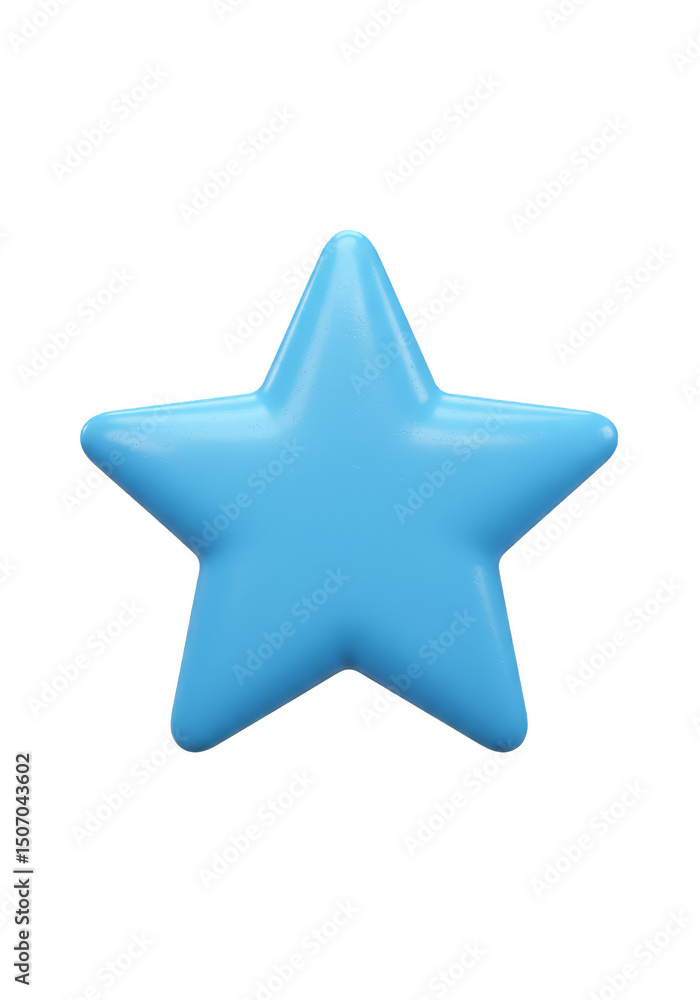 Obraz premium Glossy Blue Star 3d Rendering Isolated on Transparent Background
