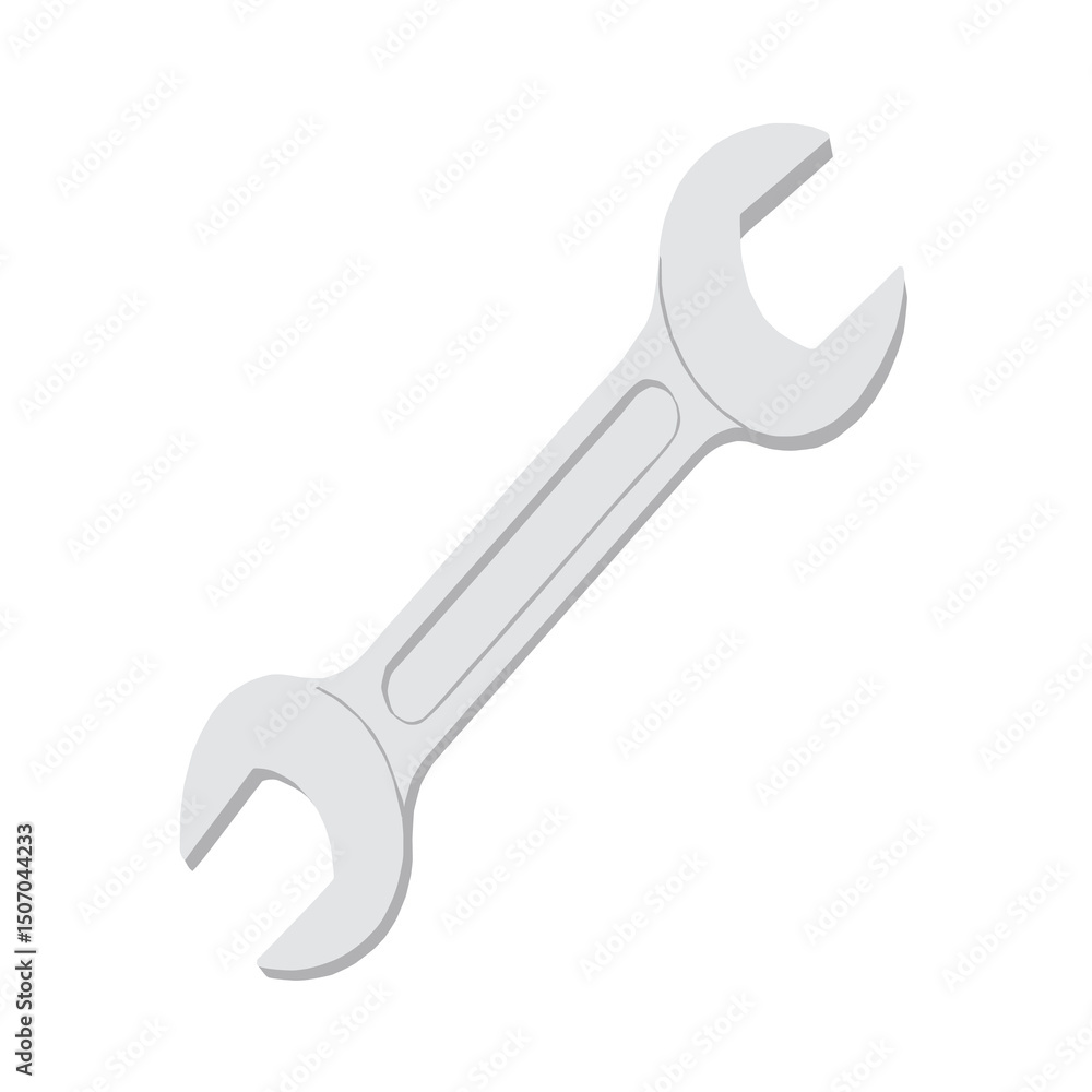 Vector illustration of a metal wrench. A hand tool used in mechanics and repairs. Ideal for representing technical work, maintenance, or DIY. Vector illustration of a metal wrench. A hand tool used in mechanics and repairs. Ideal for representing technical work, maintenance, or DIY.