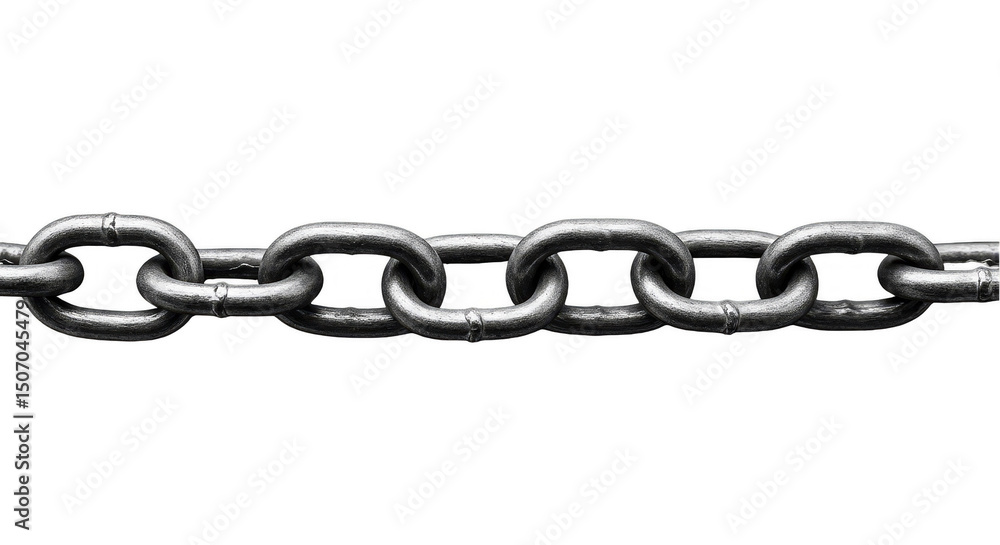 Fototapeta premium Isolated Silver Metal Chain Link Strong Connection On Transparent Background