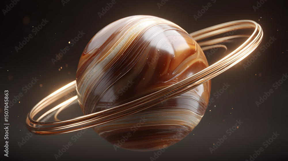 Obraz premium 3D caramel chocolate planet swirled glossy