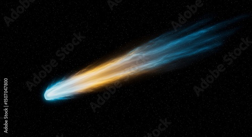 Fototapeta Naklejka Na Ścianę i Meble -  Colorful comet in space with tail of light and stars in the dark universe background image stock photo