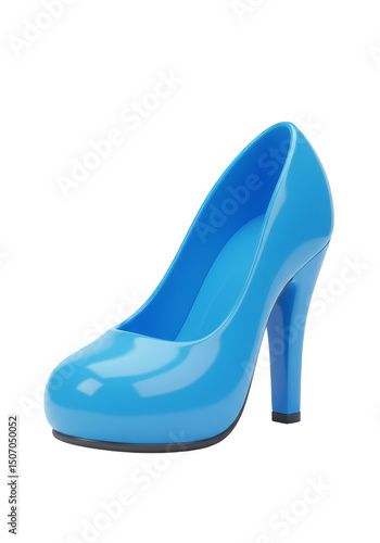 Illustration Blue High Heel Shoe Isolated Fashionable Footwear Design