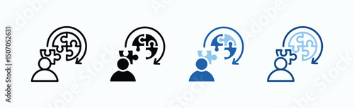 Problem Solving Icon Sheet Multiple Style Collection Isolated Vector